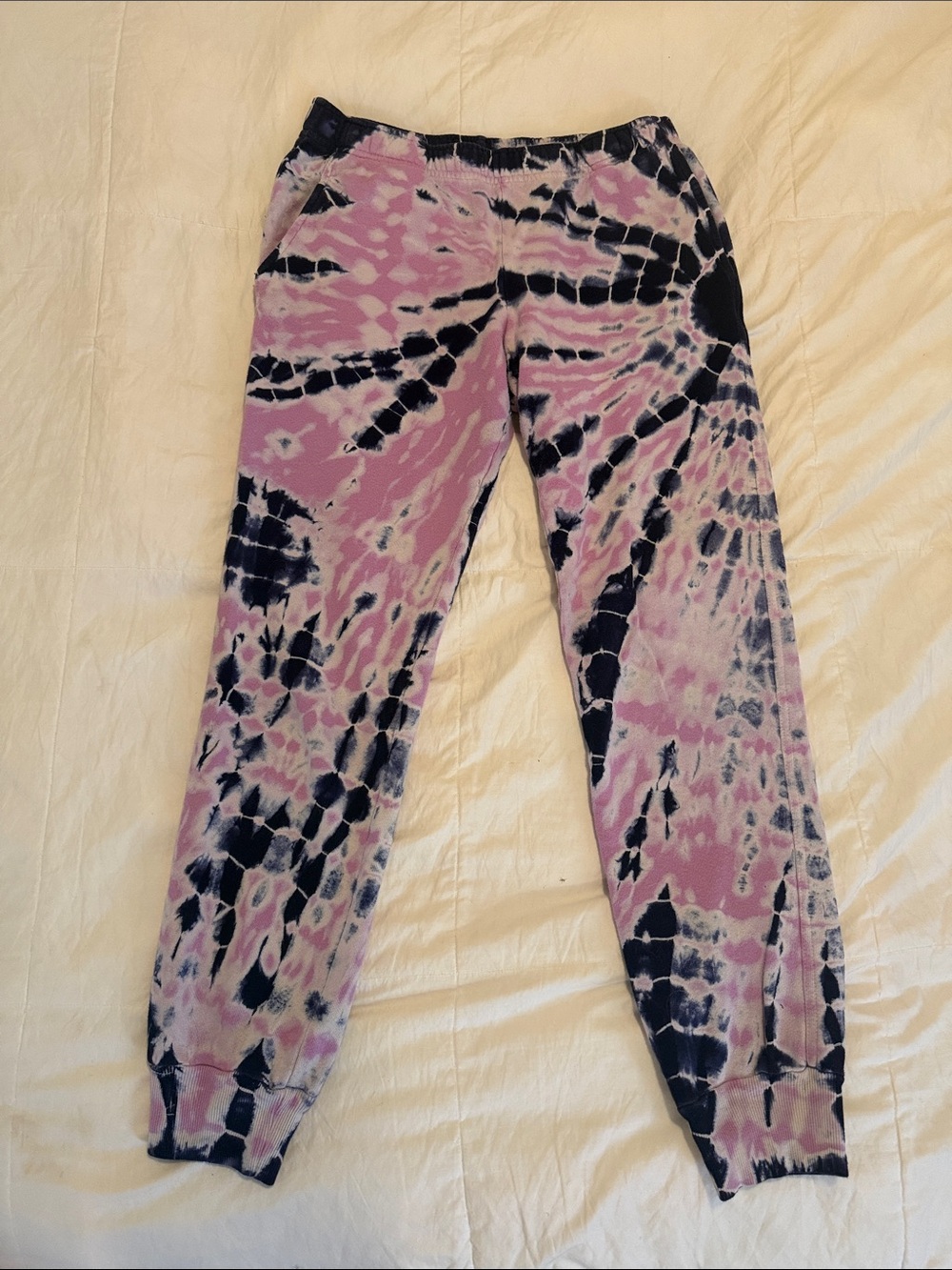 Monrow Purple and Navy Tie-Dye Joggers